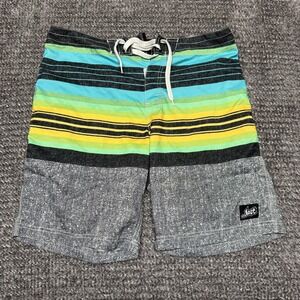 Lost Mens Board Shorts 34 Multicolor Striped Polyester Drawstring Swim